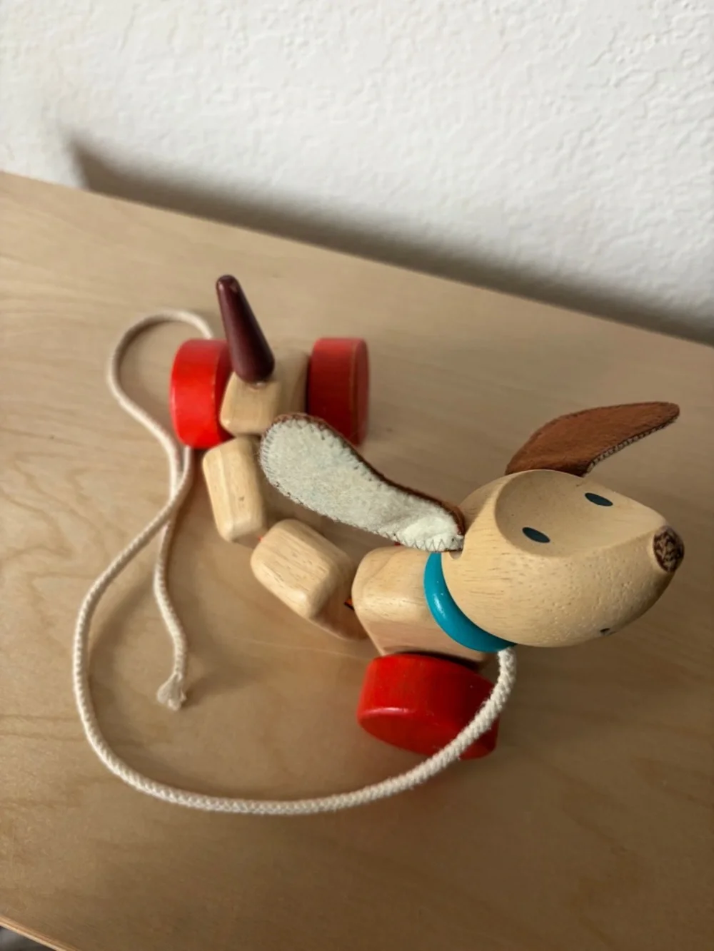 PlanToys Wooden Pull-Along Puppy Dog Toy